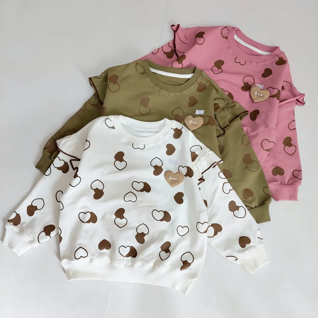 بلوز دخترانه طرح قلب جنس دورس